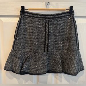 Madewell Black White Boucle Tweed Ruffle Skirt Women's Size 2 Textured A-line